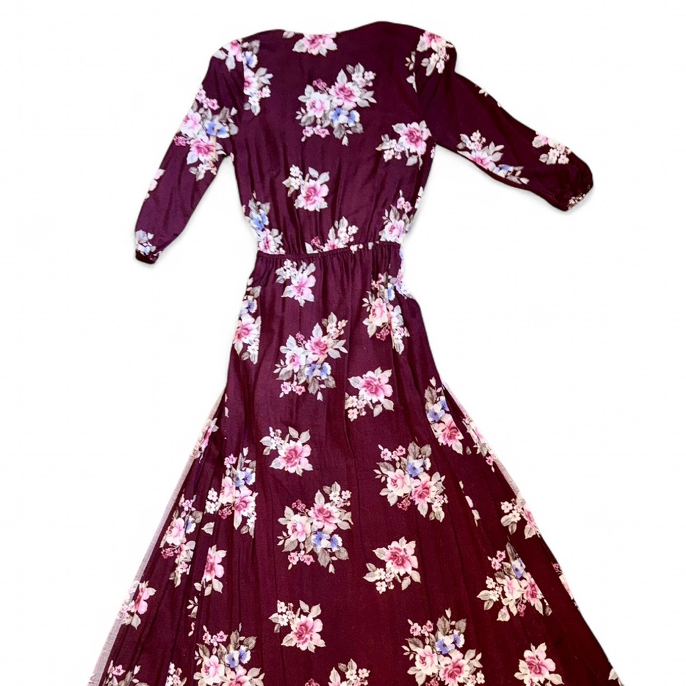 Floral Romper/ Dress - Burgundy - Picture 3 of 4